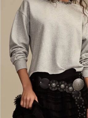 Lucky Brand Gray Jeweled-Neck Sweatshirt
